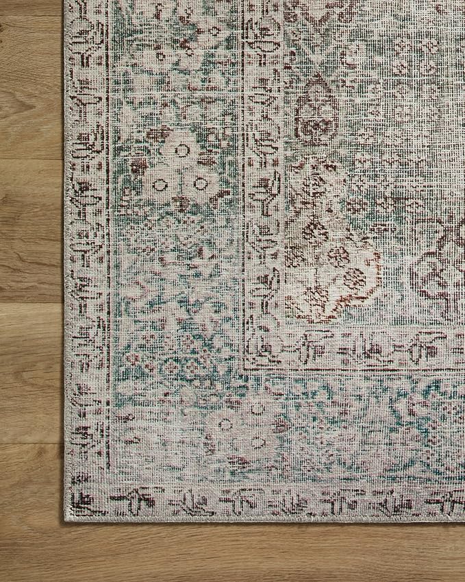 Loloi Chris Loves Julia Jules Collection JUL-08 Emerald/Antique Ivory 2'-0'' x 5'-0'', .13" Pile Height, Accent Rug