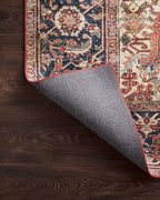 Loloi Layla Collection LAY-08 Red/Navy 2'-6" x 7'-6" .13" Thick Runner Rug, Soft, Durable, Vintage Inspired, Distressed, Low Pile, Non-Shedding, Easy Clean, Printed, Living Room Rug