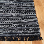 SAFAVIEH Rag Rug Collection Accent Rug - 2'6" x 4', Black, Handmade Boho Stripe Cotton, Ideal for High Traffic Areas in Entryway, Living Room, Bedroom (RAR121Z)