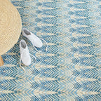 Dash & Albert Seneca Blue Machine Washable Rug, 2 X 3 Feet, Blue Graphic Pattern
