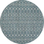 Unique Loom Outdoor Trellis Collection Area Rug - Tribal Trellis (6' 1" Round Teal/Ivory)