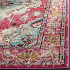 SAFAVIEH Monaco Collection Runner Rug - 2'2" x 8', Pink & Multi, Boho Chic Medallion Distressed Design, Non-Shedding & Easy Care, Ideal for High Traffic Areas in Living Room, Bedroom (MNC243D)