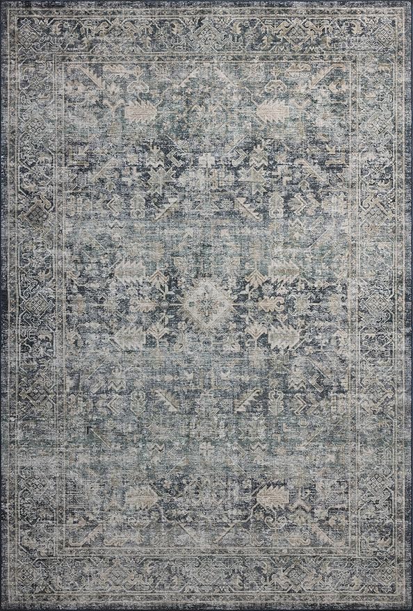 Loloi Amber Lewis Josie Collection JOS-01 Ocean/Natural 6'-0" x 9'-0", .13" Pile Height, Low Profile, Machine Washable, Area Rug