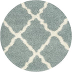 SAFAVIEH Dallas Shag Collection Area Rug - 8' Round, Seafoam & Ivory, Trellis Design, Non-Shedding & Easy Care, 1.5-inch Thick Ideal for High Traffic Areas in Living Room, Bedroom (SGD257C)