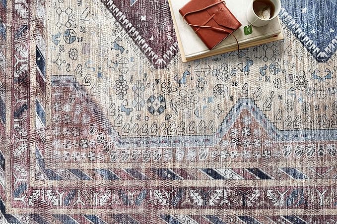 Fame Living Washable Area Rug. Modern Farmhouse. Vintage. Turkish. Bohemian. Distressed. Oriental. Traditional. Rugs for Living Room. Dining. Bedroom. Office. Entryway. Foyer. (863TT, 2'5 x 9'8)