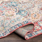 Livabliss Area Rugs - 2x3 Romaine Vintage Boho Rose Navy Sky Blue Area Rug for Living Room Bedroom - Floral Medallion Stain Resistant Carpet for Kitchen, Nursery, Office (2' x 3')