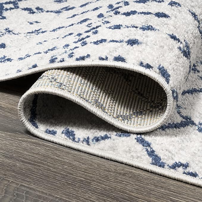 JONATHAN Y Boho Vintage Diamond Cream/Navy Indoor Area Rug 4X6 ft, Moroccan Hype for Living Room, Bedroom, Kitchen, Office, Easy-Cleaning, High Traffic, Pet-Friendly, Non-Shedding (MOH101F-4)