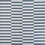 Unique Loom Outdoor Striped Collection Area Rug - Striped (10' Square Blue/Ivory)