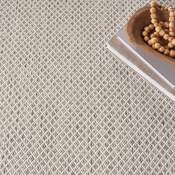 Nourison Home Courtyard Ivory Silver 6' x 9' Oval Area Rug - Easy Clean, Non Shedding, Bed Room, Living Room, Dining Room, Kitchen (6' x 9' Oval)