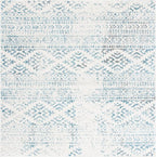 SAFAVIEH Tulum Collection Area Rug - 6'7" Square, Ivory & Turquoise, Moroccan Boho Tribal Design, Non-Shedding & Easy to Clean, Ideal for Living Room, Bedroom, Dining Space (TUL272E)