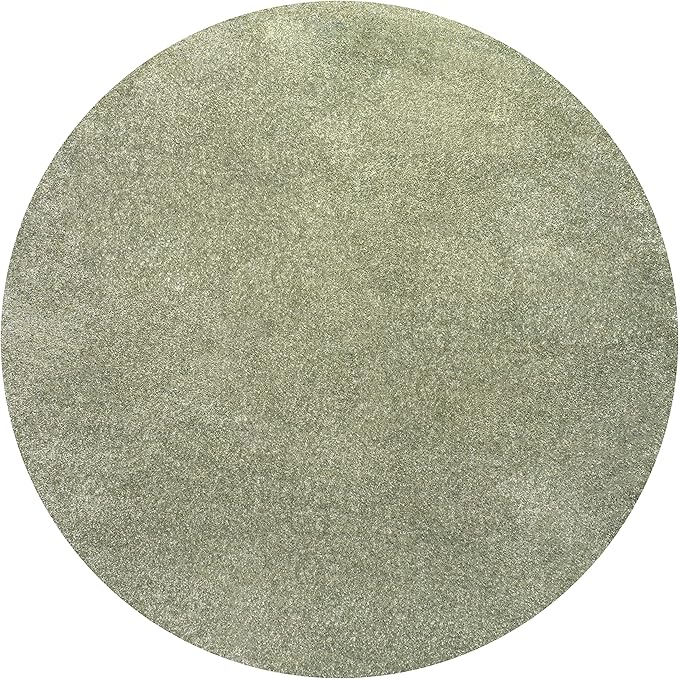 Eyely UES100O-6R Supersoft Haze Solid Low-Pile Indoor Area Rug, Coastal, Bohemian, Minimalist, Classic, Casual for Bedroom,Kitchen,Living Room,Non Shedding,Easy-Washing, Green, 6' Round