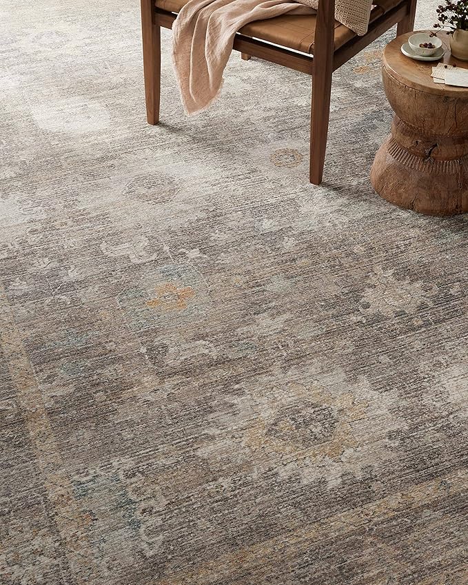Loloi Magnolia Home by Joanna Gaines Millie Collection MIE-05 Stone/Natural 7'-10" x 7'-10", .25" Pile Height, Round Area Rug