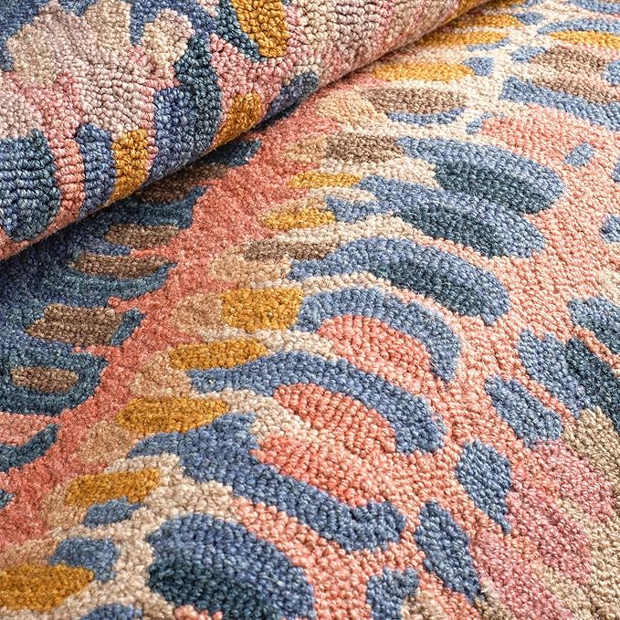 Dash & Albert Paint Chip Stone Hand Micro Hooked Wool Rug, 9.5 X 13.5 Feet, Multicolored/Pink Geometric Pattern