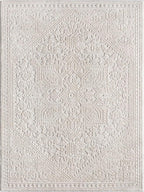 Well Woven Harlow Collection Cloud Medallion Ivory - Modern Tribal Minimalist 2x3 (2'3" x 3'11") Accent Mat Rug - Ideal for Entryway & Kitchen - Durable, Stain Resistant & Easy to Clean