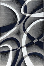 GLORY RUGS Area Rug 5x7 Navy Door Mat Modern Swirls Carpet Bedroom Living Room Contemporary Dining Accent Sevilla Collection 4816