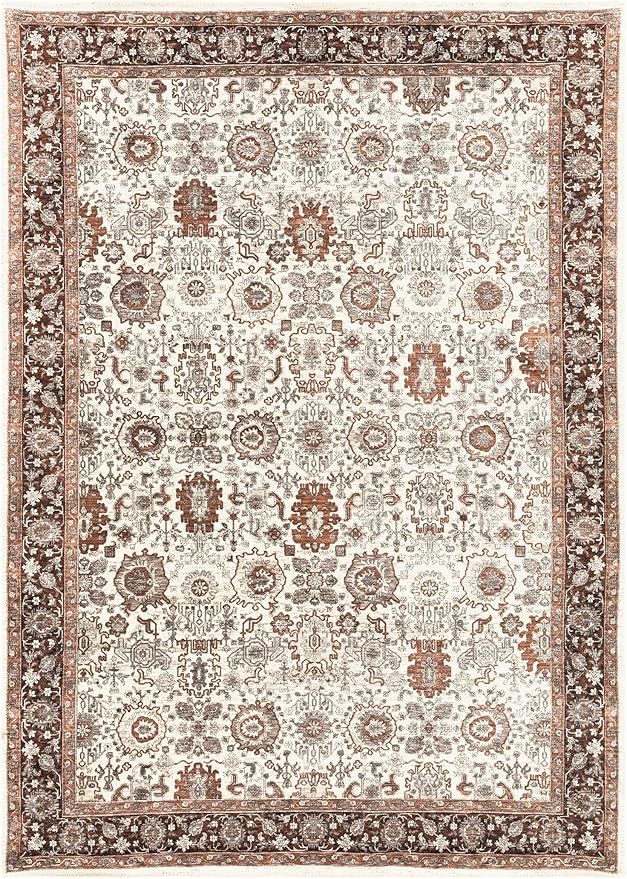 Keen Home Design 5x7 Rug - Machine Washable Area Rug with Non-Slip Backing, Ideal for Living Room, Dining Room, Bedroom - Vintage, Easy Clean, Durable, Low Pile - (5' x 7')