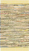 SAFAVIEH Rag Rug Collection Accent Rug - 2' x 3', Yellow & Multi, Handmade Boho Stripe Cotton, Ideal for High Traffic Areas in Entryway, Living Room, Bedroom (RAR121H)