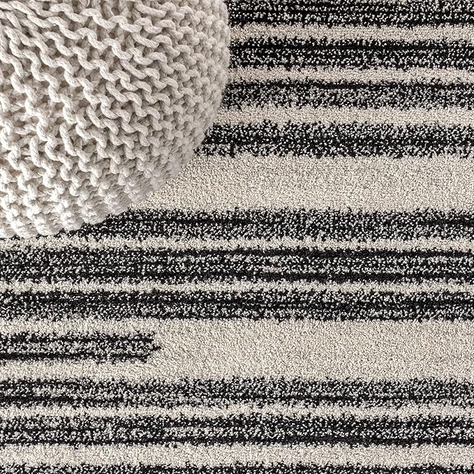 JONATHAN Y Khalil Modern Berber Stripe Cream/Black Indoor Area Rug, 12x15, Contemporary, Bohemian, Easy-Cleaning for Living Room, Bedroom, Kitchen, Pet Friendly, Non-Shedding (MOH207A-15)