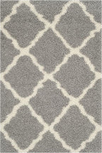 SAFAVIEH Dallas Shag Collection Accent Rug - 4' x 6', Grey & Ivory, Trellis Design, Non-Shedding & Easy Care, 1.5-inch Thick Ideal for High Traffic Areas in Entryway, Living Room, Bedroom (SGD257G)
