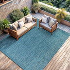 CAMILSON Outdoor Rug 8x10 Modern Area Rugs for Indoor and Outdoor Patios and Porches - Waterproof, Washable, Non-Shedding, Easy-to-Clean Outside Carpet (8 x 10, Solid - Aqua)