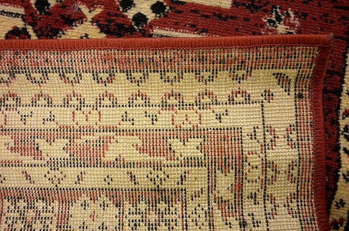Unique Loom Taftan Collection Border Geometric Tribal Inspired Design Area Rug (2' 7 x 10' 0 Runner, Red/ Gold)