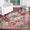 SAFAVIEH Monaco Collection Accent Rug - 4' x 5'7", Pink & Multi, Boho Medallion Distressed Design, Non-Shedding & Easy Care, Ideal for High Traffic Areas in Entryway, Living Room, Bedroom (MNC243D)