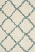 SAFAVIEH Dallas Shag Collection Area Rug - 8'6" x 12', Ivory & Light Blue, Trellis Design, Non-Shedding & Easy Care, 1.5-inch Thick Ideal for High Traffic Areas in Living Room, Bedroom (SGD257J)