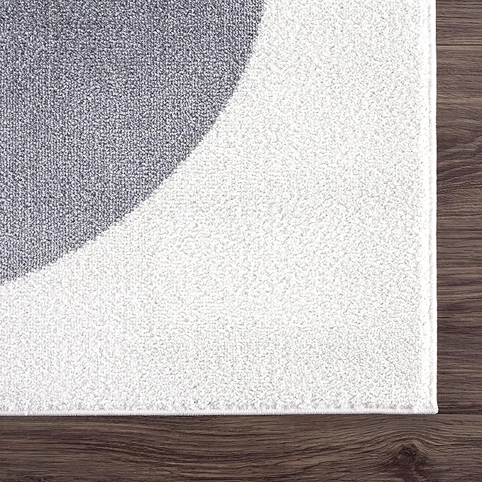 Abani Rugs Cream and Gray 4 ft. X 6 ft. Mid-Century Rug with Circles and Lines. Neutral Tones of Cream, Gray and a pop of Yellow. Minimalistic Design Turkish Stain Resistant Area Rug.