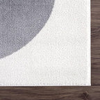 Abani Rugs Cream and Gray 8 ft. x 10 ft.(7'9"x10'2") Mid-Century Rug with Circles and Lines. Neutral Tones of Cream, Gray and a pop of Yellow. Minimalistic Design Turkish Stain Resistant Area Rug.