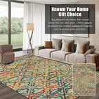 RUGSURE Washable Area Rugs, 9' x 12' - 1/6 Thick - Stain & Water Resistant Non-Slip - Perfect Resistant Rug for Living Room, Bedroom, Nursery, Pet & Child Friendly, Vibrant Colors Rugs, Multicolor