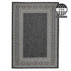 FH Home Flat Woven Outdoor Rug - Waterproof, Easy to Clean, Stain resistant - Premium Polypropylene Yarn - Bordered Moroccan - Patio, Deck,Porch,Balcony,Laundry - Accra - Charcoal - 3ft 11in x 5ft 6in