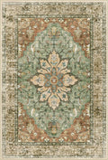 Area Rugs 3'x6' Washable Non-Slip, Floral Vintage Distress Print Pattern Medallion Carpet for Living Room Bedroom Dining Room, Brick Red Rust Neutral Brown Burnt Orange Green