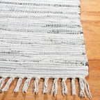 SAFAVIEH Rag Rug Collection X-Large Area Rug - 11' x 15', Grey, Handmade Boho Stripe Cotton, Ideal for High Traffic Areas in Living Room, Bedroom (RAR121A)