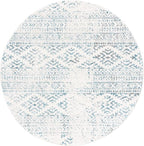SAFAVIEH Tulum Collection Area Rug - 10' Round, Ivory & Turquoise, Moroccan Boho Tribal Design, Non-Shedding & Easy to Clean, Ideal for Living Room, Bedroom, Dining Space (TUL272E)