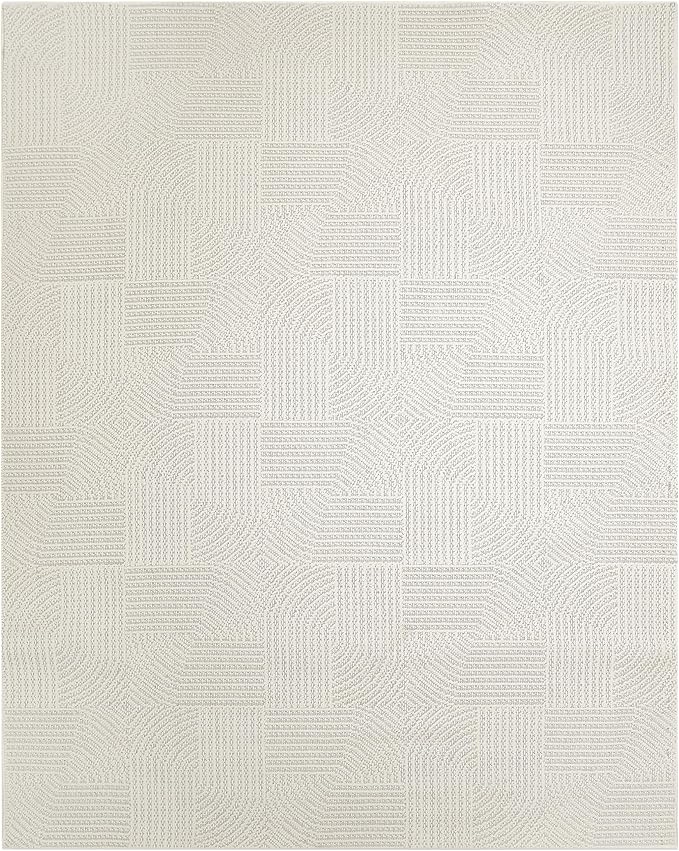 Nourison Home Textured Home Ivory 7'10" x 9'10" Area Rug - Easy Clean, Non Shedding, Bed Room, Living Room, Dining Room, Kitchen (8' x 10')