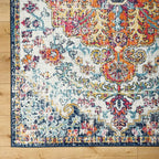 Livabliss Area Rugs - 12x18 Odelia Vintage Boho Aqua Off-White Blue Area Rug for Living Room Bedroom - Floral Medallion Stain Resistant Carpet for Kitchen, Nursery, Office (12' x 18')