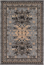 Unique Loom Taftan Collection Border Geometric Tribal Inspired Design Area Rug (6' 0 x 9' 0 Rectangular, Gray/ Black)