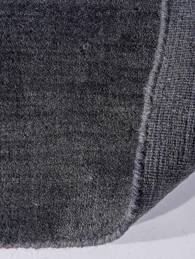 Hand Knotted Loom Wool ECO-Friendly Area Rugs - 8'x8', Square, Charcoal Color, Solid Plain Design, High Pile Handmade Anti Skid Area Rugs for Living Room, Bed Room (L00111)