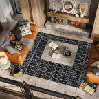 JONATHAN Y Boho Vintage Diamond Black/Ivory Indoor Area Rug 4X6 ft, Moroccan Hype for Living Room, Bedroom, Kitchen, Office, Easy-Cleaning, High Traffic, Pet-Friendly, Non-Shedding (MOH101D-4)