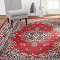 Home Dynamix Premium Sakarya Traditional Medallion Border Area Rug, Claret, 3'7"x5'2" Rectangle