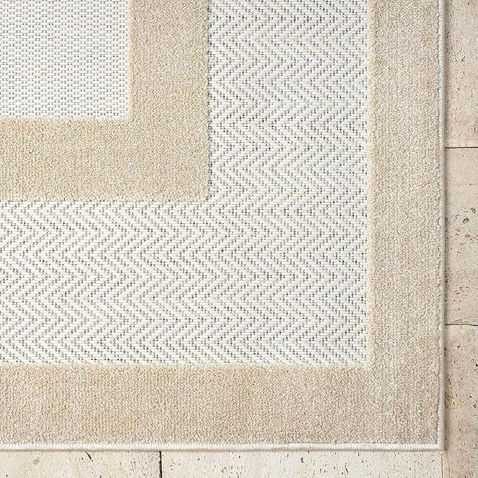 Abani Area Rugs - Modern Minimalist Pattern - Cream Rug for Living Room, Bedroom, Dining Room - Indoor/Outdoor - Easy to Clean - Non-Shedding - 4' x 6'