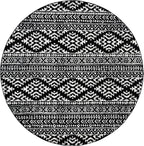 SAFAVIEH Tulum Collection Area Rug - 6'7" Round, Black & Ivory, Moroccan Boho Tribal Design, Non-Shedding & Easy to Clean, Ideal for Living Room, Bedroom, Dining Space (TUL272Z)
