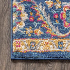 JONATHAN Y Boho Vintage Blue/Multi Runner Rug, 2x20, Bohemian Flair Medallion, Floral Easy-Cleaning High Traffic for Living Room, Bedroom, Kitchen, Pet-Friendly, Non Shedding (BMF106A-220)