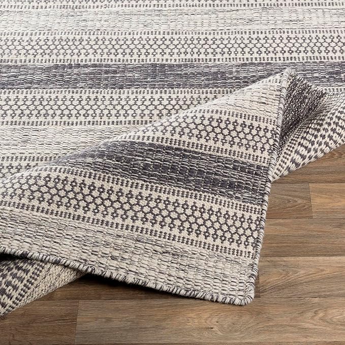 Mark&Day Wool Rugs, 4x6 Marvelle Global Medium Gray Area Rug, Black Ivory Carpet for Living Room, Bedroom or Kitchen (3'6" x 5'6")