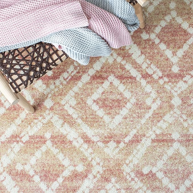SAFAVIEH Adirondack Collection Area Rug - 6' x 9', Rose & Gold, Modern Diamond Distressed Design, Non-Shedding & Easy Care, Ideal for High Traffic Areas in Living Room, Bedroom (ADR131Q)