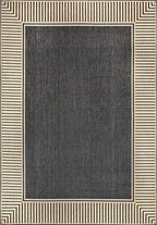 Nuloom Asha Dark Grey/Ivory, 9'6" x 12', Casual, Striped Border, Soft and Cozy, High Traffic, Stain Resistant, Easy Clean, Durable Area Rug for Indoor/Outdoor Patio, Deck, Porch, Garden, Courtyard