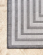 Unique Loom Sabrina Soto Outdoor Collection Geometric, Modern, Vibrant, Carved Area Rug (5' 0 x 8' 0 Rectangular, Black/ Ivory)