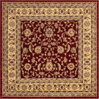 Unique Loom Voyage Collection Traditional Oriental Classic Intricate Design Area Rug (5' 0 x 5' 0 Square, Red/Gold)