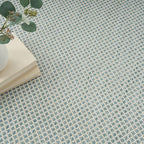 Nourison Home Courtyard Ivory Aqua 7' x 10' Area Rug - Easy Clean, Non Shedding, Bed Room, Living Room, Dining Room, Kitchen (7' x 10')