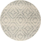 SAFAVIEH Adirondack Collection 4' Round Ivory / Light Blue ADR131T Modern Diamond Distressed Non-Shedding Dining Room Entryway Foyer Living Room Bedroom Area Rug